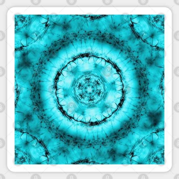 Sacred kaleidoscope in teal blue Sticker by hereswendy